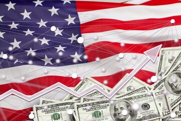 United State of America flag and money banknotes