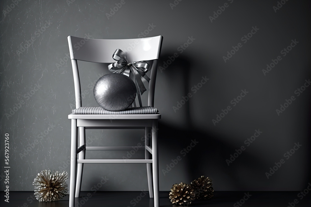 Canvas Prints Christmas background with a chair holding a gift. Generative AI