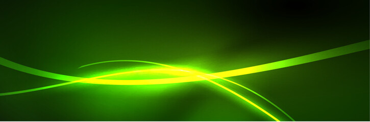 Neon glowing fluid wave lines, magic energy space light concept, abstract background wallpaper design