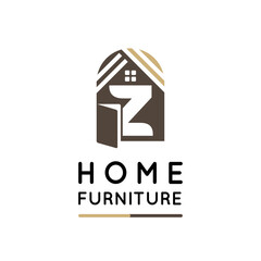 Initial Z Letter for Home Decor, Furniture, Design, Wooden Craft, Interior Logo Design Idea Template	
