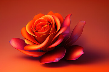 An illustration of a beautiful rose on a vibrant backdrop