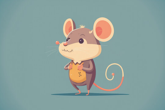 Illustration of a funny mouse cartoon. Flat style. Generative AI