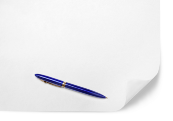 Curled Up White Paper with Pen