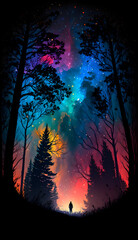 sunset in the forest. generative ai