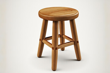 a two legged wooden stool with a white background was isolated. Generative AI