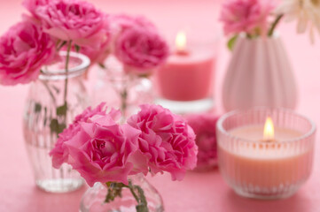 Naklejka na ściany i meble ピンク色のバラ