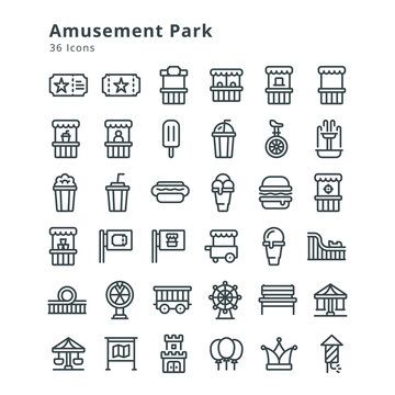 36 icons on amusement park