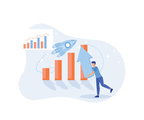 Finance growth illustration. Characters analyzing investments, celebrating financial success and money growth. Money increasing concept. flat vector modern illustration