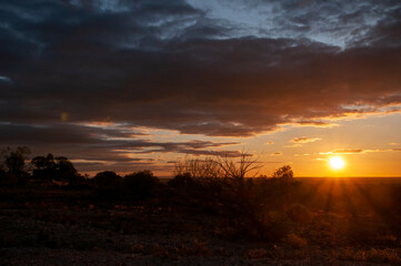 White Cliffs Australia, sun setting over the outback