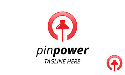 Pin Power Logo Design Template.