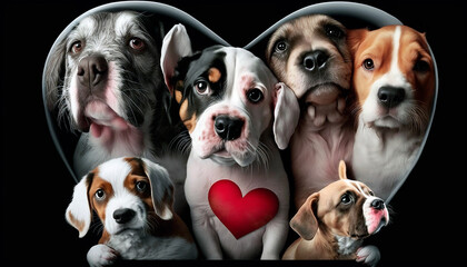 Group of cute dogs wishing you happy valentine's day. Generative AI