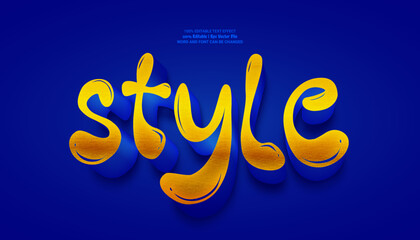 Style golden and blue 3d editable premium vector text effect	
