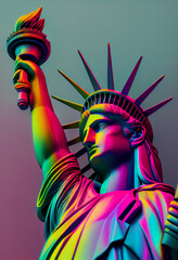  Statue of liberty , shades of rainbow , generative ai