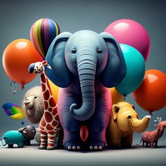 elephant with balloons
