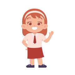 Indonesian Elementary School Girl Kids Wearing Red and White Uniform Illustration