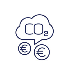 carbon emissions cost line icon with euro