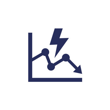 power consumption decrease, reduction icon