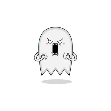 Cute ghost cartoon mascot with shocked expression