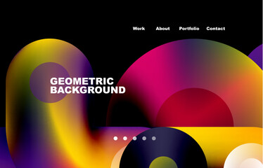 Website landing page abstract geometric background. Circles and round shapes. Web page for website or mobile app wallpaper