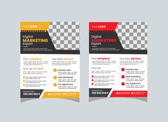 Corporate Flyer Layout with Graphic Elements and 2 unique Color template design