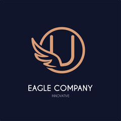 Simple Modern Initial U Letter with Wing Icon in Line art style Logo Idea Template for Cosmetic, Beauty, Jewelry, Accessories, and Craft Business Logo
