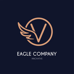 Simple Modern Initial V Letter with Wing Icon in Line art style Logo Idea Template for Cosmetic, Beauty, Jewelry, Accessories, and Craft Business Logo