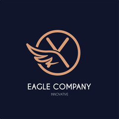 Simple Modern Initial X Letter with Wing Icon in Line art style Logo Idea Template for Cosmetic, Beauty, Jewelry, Accessories, and Craft Business Logo