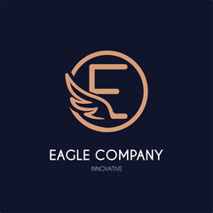 Simple Modern Initial E Letter with Wing Icon in Line art style Logo Idea Template for Cosmetic, Beauty, Jewelry, Accessories, and Craft Business Logo
