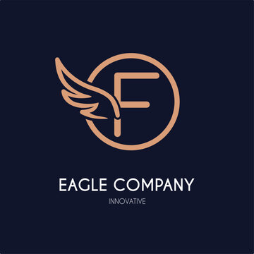 Simple Modern Initial F Letter with Wing Icon in Line art style Logo Idea Template for Cosmetic, Beauty, Jewelry, Accessories, and Craft Business Logo
