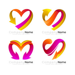 Charity logo with love design template love and arrow icons