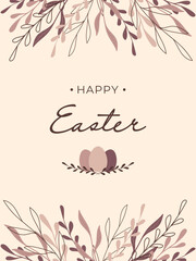 Happy Easter greeting card, invitation or poster templates with floral decorated.	