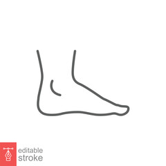 Foot, ankle line icon. Outline style can be used for web, mobile, ui. Pain, hip, ortho, anatomy, body, care concept. Vector logo illustration isolated on white background. Editable stroke EPS 10.