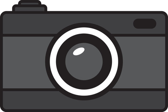 Black Camera icon symbol flat vector illustration.