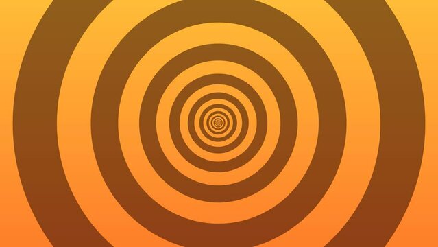 An Endless Circle Moving Outside. Orange Abstract Expanding Circles Animation. Seamless Loop.