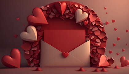 3d hearts gifts love letter on valentine's day