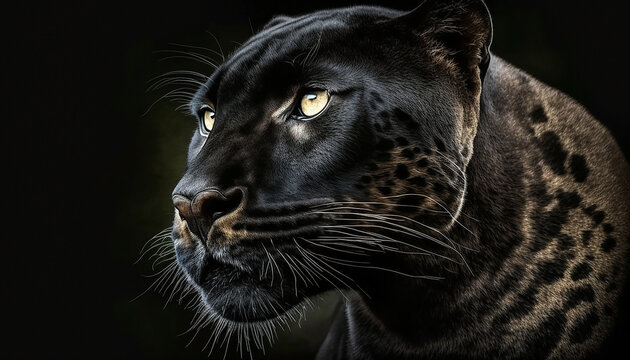 portrait of a black panther. Generative AI