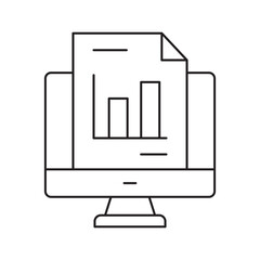 Security Computer Lock Icon Logo Design ElementWebOnline statistics and analytics line icon. Computer with chart, graph and data report vector outline sign.