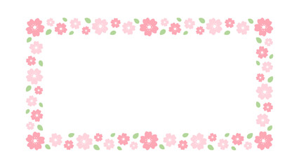 Cherry Blossom Frames. Long Rectangular Floral Border.