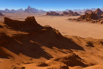 Fototapeta na wymiar Hot and sandstorm Desert in the country 