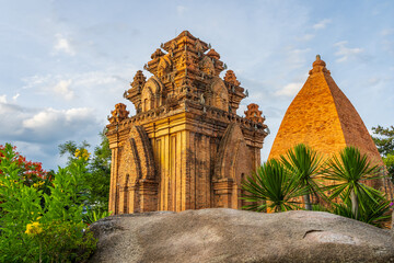 An ancient temple with ornate carvings at Nha Trang in Vietnam - obrazy, fototapety, plakaty