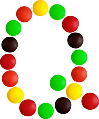 Letter Q made out of candy