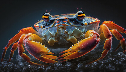 crab on dark background. Generative AI