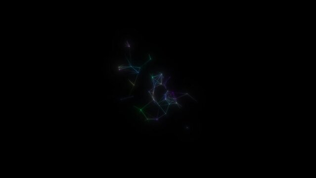The birth of a neural net. Single synapses connect into one large grid on a black background. 4K.