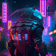 Lantern fish robot cyberpunk style. Generative Ai.