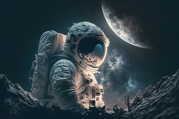 astronaut on moon created using Generative AI Technology