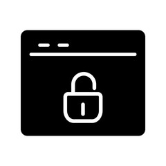 Solid SEO website unlocked vector icon illustration