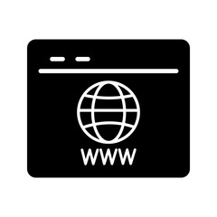 Solid black SEO web browser vector  icon illustration