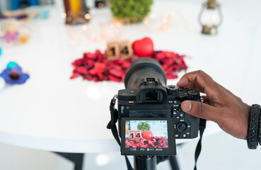 Photographer taking valentines day concept images