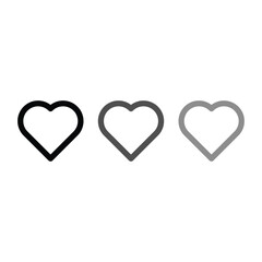 Heart vector icons. Vector set heart shape . Valentine's Day , medicine concept . Love passion concept. Romantic design. Gray hearts in the white background. Vector illustration