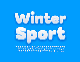 Vector snow Sign Winter Sport. White 3D Font. Artistic Alphabet Letters and Numbers set